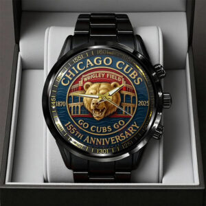 Chicago Cubs 155th Anniversary Black Stainless Steel Watch - TANTN17996