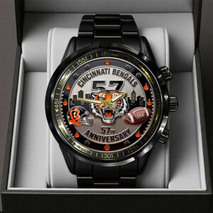 Cincinnati Bengals 57th Anniversary 2025 Black Stainless Steel Watch - TANTN18025