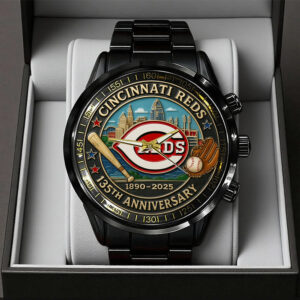 Cincinnati Reds 135th Anniversary 2025 Black Stainless Steel Watch - TANTN17068
