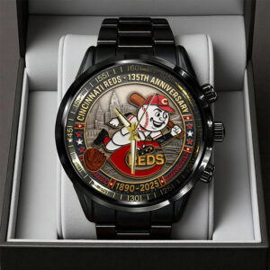 Cincinnati Reds 135th Anniversary 2025 Black Stainless Steel Watch - TANTN17066