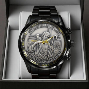 He Restores My Soul Black Stainless Steel Watch - TANTN17418