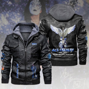 KISS x Ace Frehley 2D Leather Hooded Jacket - HOATT14037