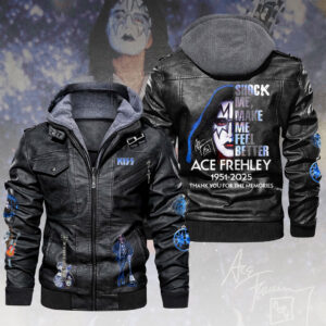 KISS x Ace Frehley 2D Leather Hooded Jacket - HOATT14108