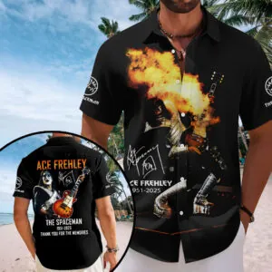 KISS x Ace Frehley Short Sleeve Button-Down Shirt - HOATT14100