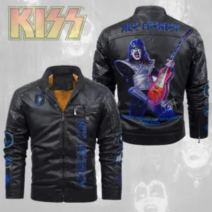 KISS x Ace Frehley 2D Leather Yellow Fleece Jacket - TMTHU1822