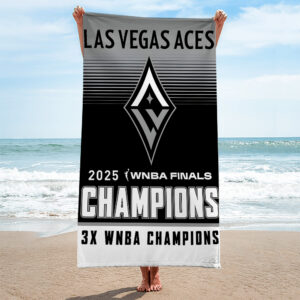 Las Vegas Aces 2025 WNBA Finals Champions Rectangle Beach Towel - TANTN17327