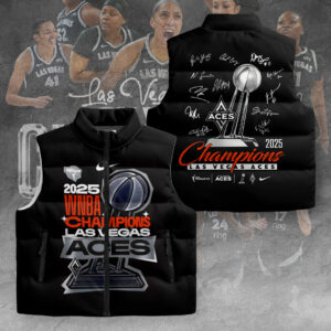 Las Vegas Aces 2025 WNBA Finals Champions 3D Sleeveless Down Jacket - TANTN17687