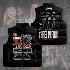 Las Vegas Aces 2025 WNBA Finals Champions 3D Sleeveless Down Jacket - TANTN17689