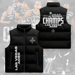 Las Vegas Aces 2025 WNBA Champions 3D Sleeveless Down Jacket - TMTHU1636
