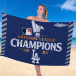 Los Angeles Dodgers  2025 National League Champions Rectangle Beach Towel - TANTN17583