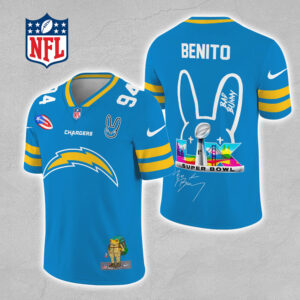 Los Angeles Chargers x Bad Bunny 3D Football Jersey - MAITM13316
