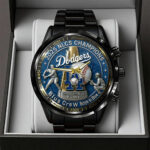 Los Angeles Dodgers  2025 National League Champions Black Stainless Steel Watch - TANTN17714