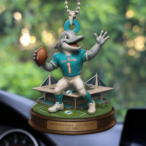 Miami Dolphins 2025 Season Custom shape 2-sided Acrylic Car Ornament - HOATT13676
