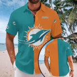 Miami Dolphins Short Sleeve Button-Down Shirt - MAITM13563