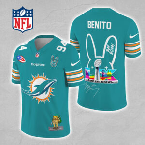 Miami Dolphins x Bad Bunny 3D Football Jersey - MAITM13318