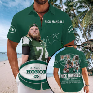 New York Jets x Nick Mangold Short Sleeve Button-Down Shirt - MAITM13627