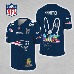 New England Patriots x Bad Bunny 3D Football Jersey - MAITM13320