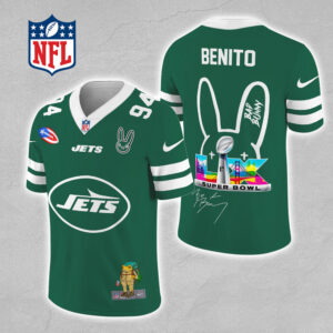 New York Jets x Bad Bunny 3D Football Jersey - MAITM13323