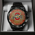 Ohio State Buckeyes Football Black Stainless Steel Watch - TANTN17955