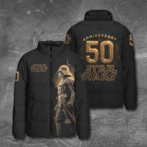 Star Wars 50th Anniversary 2027 3D Stand Collar Puffer Jacket - TMTHU1401