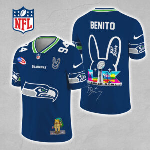 Seattle Seahawks x Bad Bunny 3D Football Jersey - MAITM13327