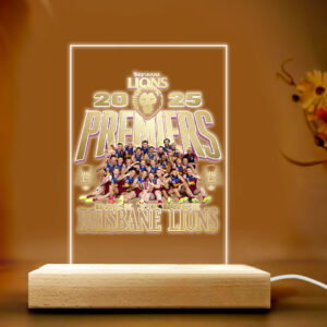 Brisbane Lions Premiers 2025 3D Led Light Wooden Base - TANTN17018