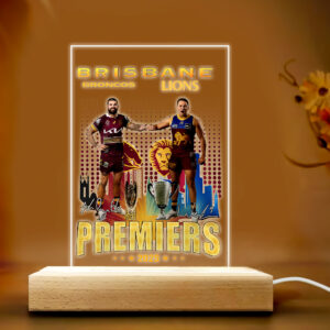 Brisbane Broncos x Brisbane Lions 2025 3D Led Light Wooden Base - TANTN17184