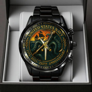 US Navy 250th Anniversary Black Stainless Steel Watch - TANTN17238