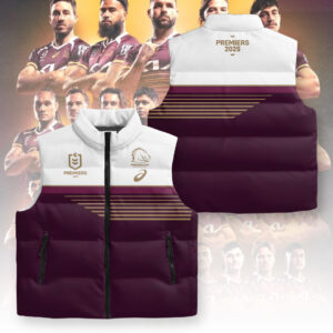 Brisbane Broncos 2025 Premiership 3D Sleeveless Down Jacket - TANTN17486