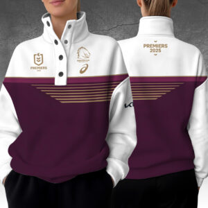 Brisbane Broncos 2025 Premiership 3D Snap Button Collar Sweatshirt - TANTN17489