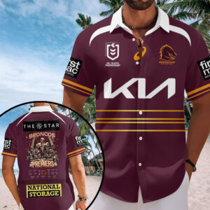 Brisbane Broncos Short Sleeve Button-Down Shirt - TANTN17645