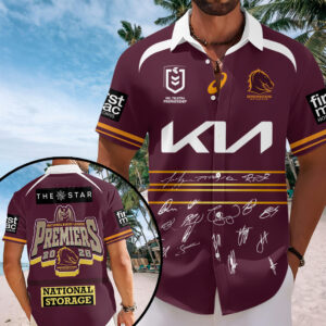 Brisbane Broncos 2025 Premiership Short Sleeve Button-Down Shirt - TANTN17697