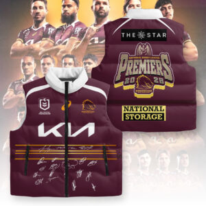 Brisbane Broncos 2025 Premiership 3D Sleeveless Down Jacket - TANTN17698