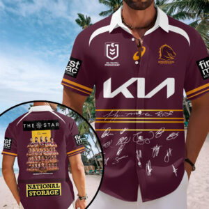 Brisbane Broncos 2025 Premiership Short Sleeve Button-Down Shirt - TANTN17699