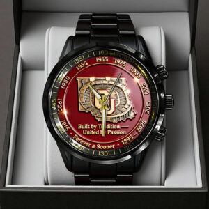 Oklahoma Sooners Football 130th Anniversary 2025 Black Stainless Steel Watch - TANTN17822