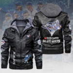 Toronto Blue Jays 2025 American League Champions 2D Leather Hooded Jacket - HOATT14122