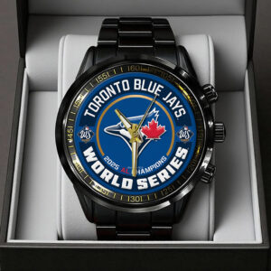 Toronto Blue Jays  2025 American League Champions Black Stainless Steel Watch - TANTN17652