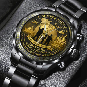 US Marine Corps 250 Years Black Stainless Steel Watch - MAITM13539