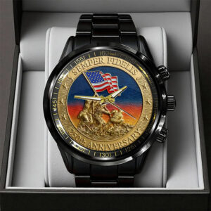 US Marine Corps 250th Anniversary Black Stainless Steel Watch - TANTN17911