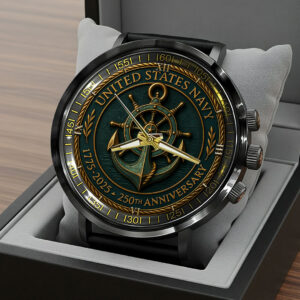 US Navy 250th Anniversary Black Stainless Steel Watch - HOATT13708