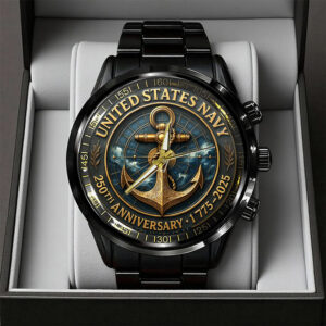 US Navy 250th Anniversary Black Stainless Steel Watch – TANTN17367