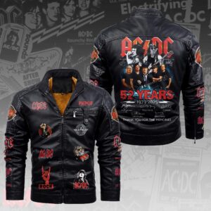 AC/DC 2D Leather Yellow Fleece Jacket - HOATT14707