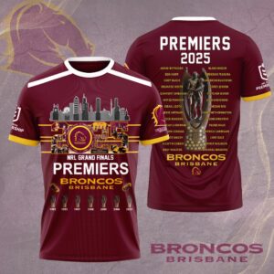 Brisbane Broncos 2025 NRL Premiers 3D Apparel – HOATT14469