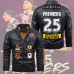 Brisbane Broncos 2D Leather Yellow Fleece Jacket - TMTHU2209