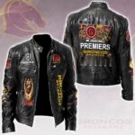 Brisbane Broncos 2025 NRL Premiers Motorcycle Leather Jacket - HOATT14536