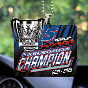 Kyle Larson 2025 NASCAR Cup Series Champion Custom shape 2-sided Acrylic Car Ornament - TANTN18110