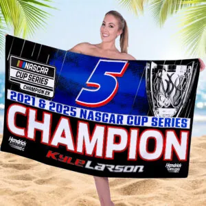 Kyle Larson 2025 NASCAR Cup Series Champion Rectangle Beach Towel - MAITM13704