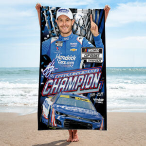 Kyle Larson 2025 NASCAR Cup Series Champion Rectangle Beach Towel - TANTN18088