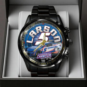 Kyle Larson 2025 NASCAR Cup Series Champion Black Stainless Steel Watch - TANTN18549