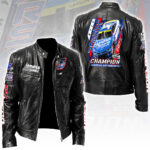 Kyle Larson 2025 NASCAR Cup Series Champion Motorcycle Leather Jacket – HOATT14482